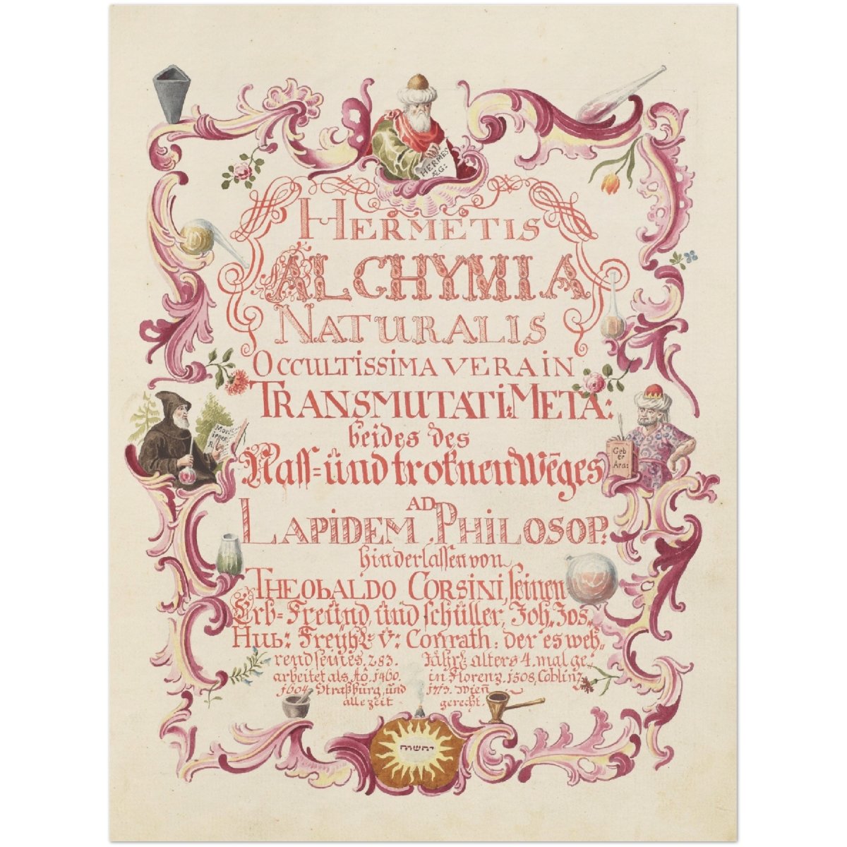 Affiche d'art Hermetis Alchymia Naturalis - Illustrateur inconnu - Les vilaines curiosités