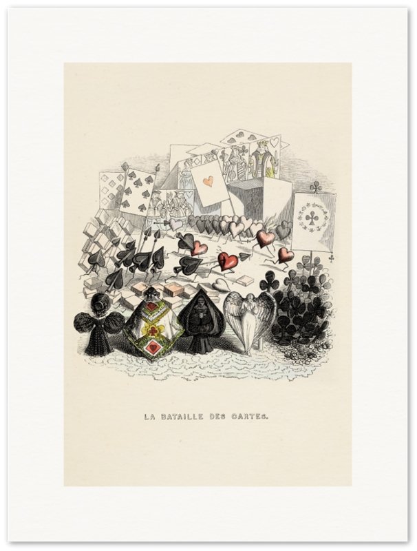 Affiche d'art La bataille des cartes - Jean-Jacques Grandville - Les vilaines curiosités