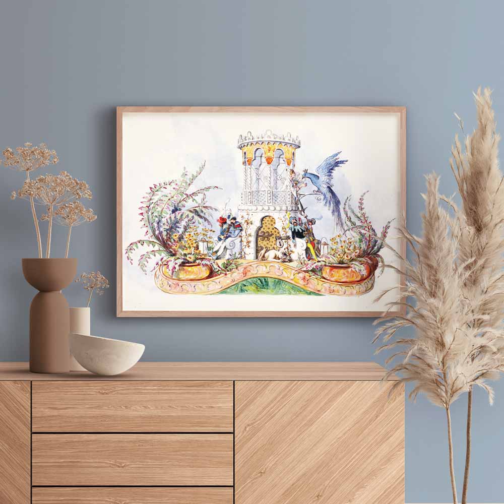 Affiche d'art "L'oiseau bleu", conte de fée de Marie-Catherine d'Aulnoy - Bror Anders Wikström - Les vilaines curiosités
