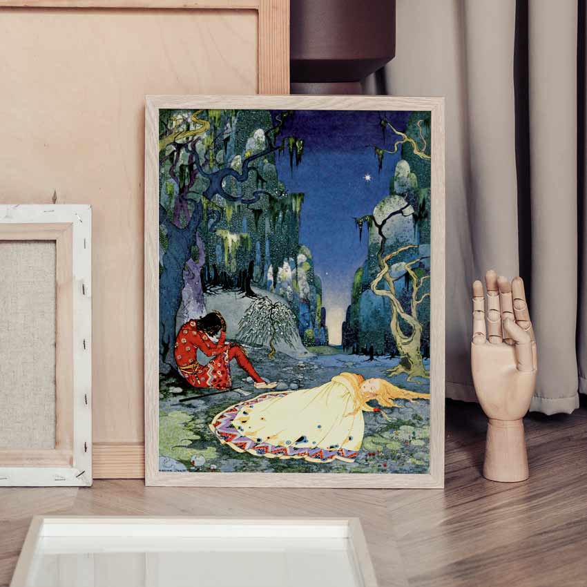 Affiche d'art "Violette & Ourson", issue du conte de fée de la Comtesse de Ségur - Virginia Frances Sterrett - Les vilaines curiosités