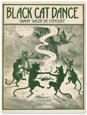 Ouvrir l&#39;image dans le diaporama, Affiche d&#39;art Black Cat Dance - Illustrateur inconnu - Les vilaines curiosités
