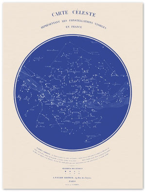 Affiche d'art Carte céleste représentant les constellations visibles en France - R. Barbot - Les vilaines curiosités