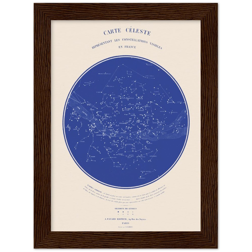 Affiche d'art Carte céleste représentant les constellations visibles en France - R. Barbot - Les vilaines curiosités