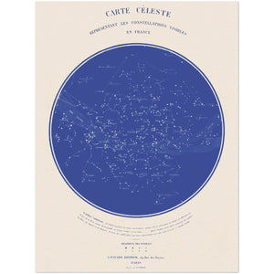 Ouvrir l&#39;image dans le diaporama, Affiche d&#39;art Carte céleste représentant les constellations visibles en France - R. Barbot - Les vilaines curiosités
