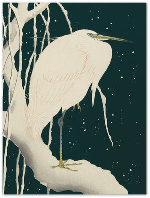 Affiche d'art Héron en hiver - Ohara Koson - Les vilaines curiosités