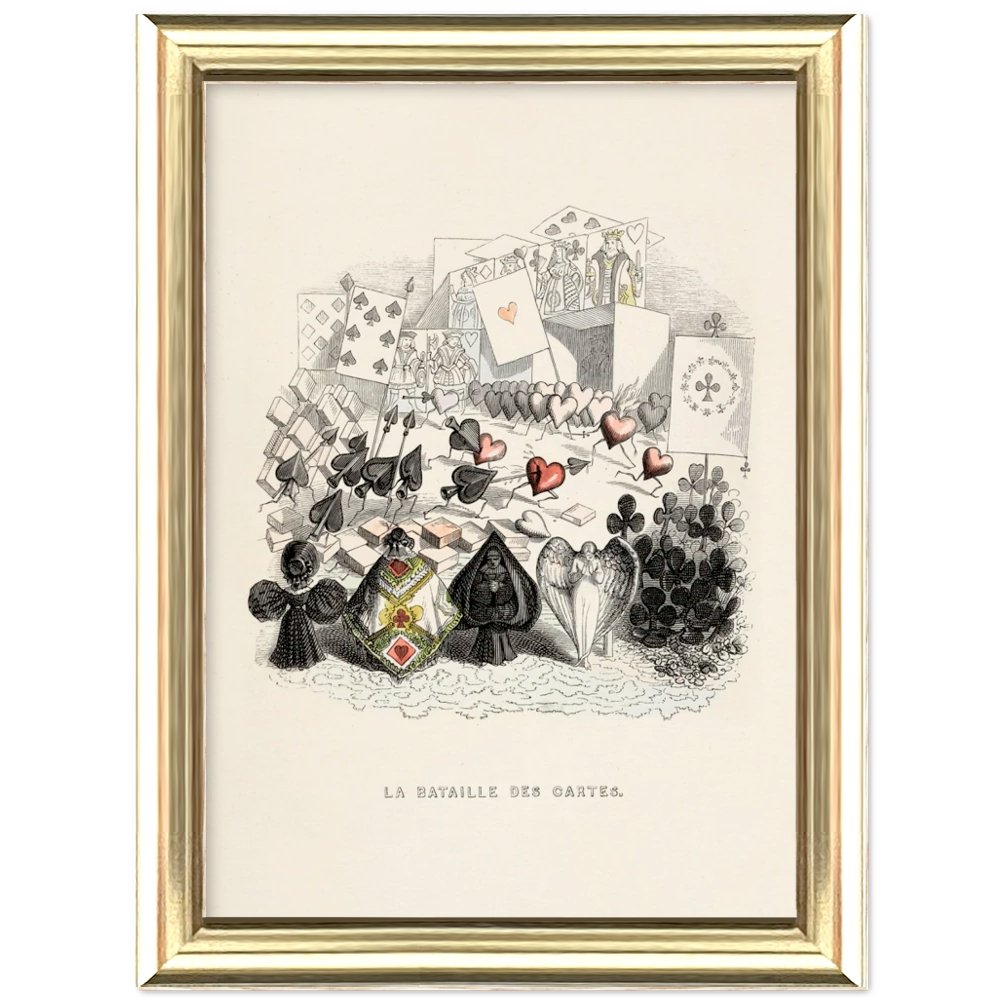 Affiche d'art La bataille des cartes - Jean-Jacques Grandville - Les vilaines curiosités