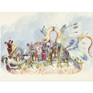 Affiche d'art "La chatte blanche", conte de fée de Marie-Catherine d'Aulnoy - Bror Anders Wikström - Les vilaines curiosités